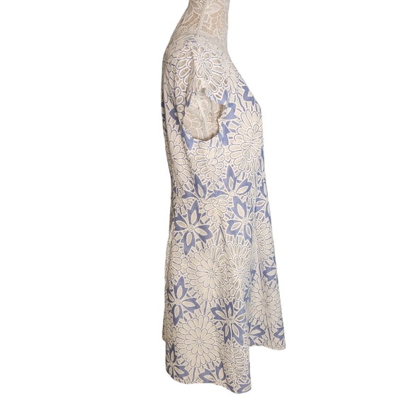 Talbots RSVP floral lace net cutout blue and white dress size 16P - Picture 3 of 9